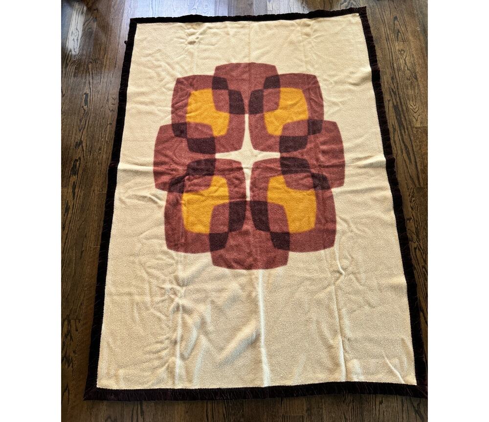 Vintage Jose Martinez la Aurora 100% Wool Geometric Rectangle MCM Throw Blanket